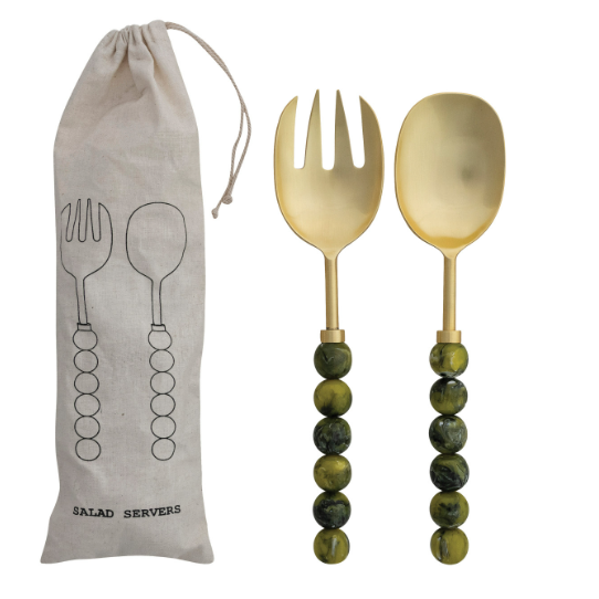 Stainless Steel Salad Servers with Resin Handles
