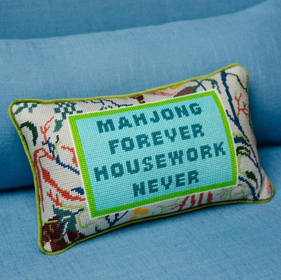 Mahjong Needlepoint Pillow