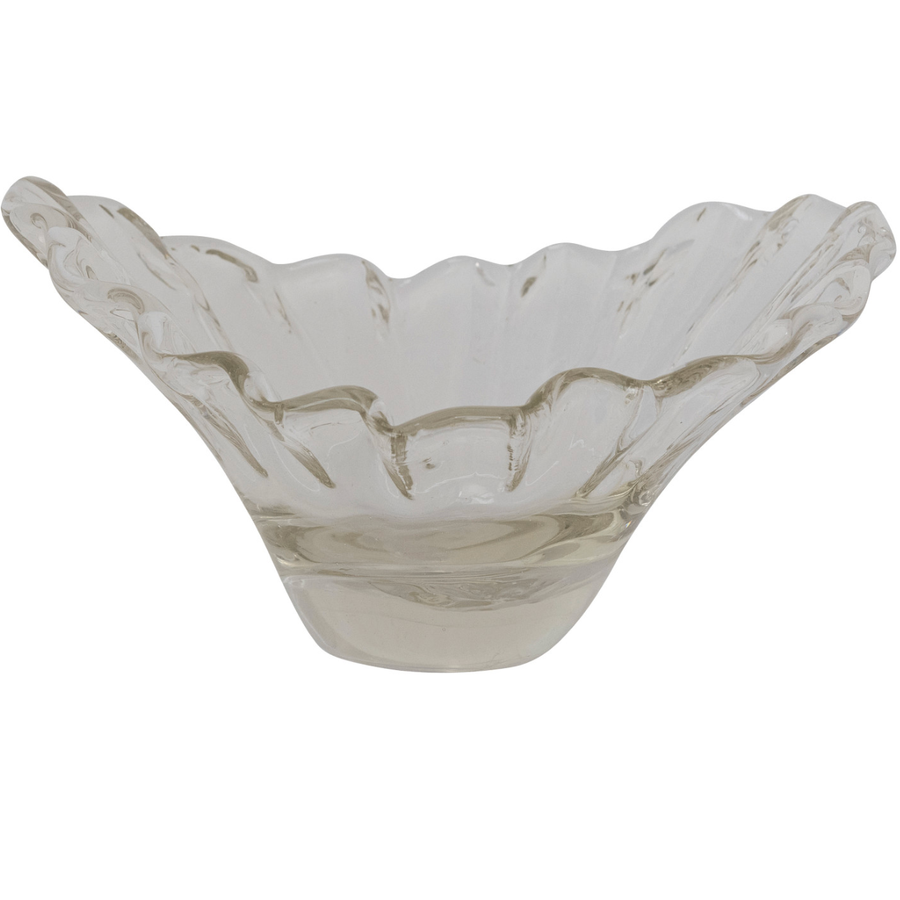 Hand-Blown Glass Pleated Organic Shaped Bowl