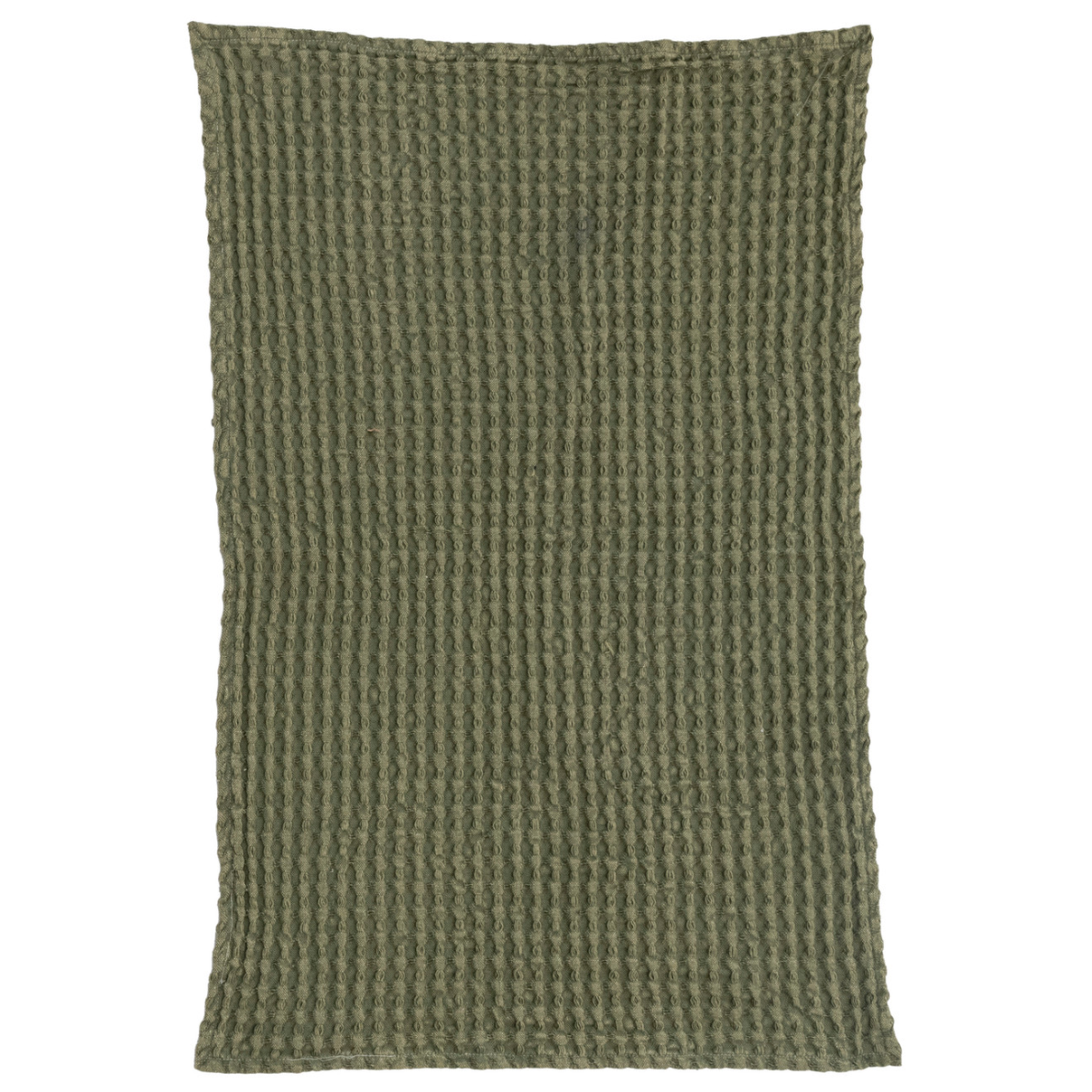 Stonewashed Cotton Waffle Weave Tea Towel, Green