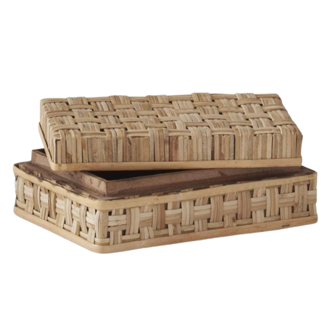 6.25 Inch Basket Weave Cane Box
