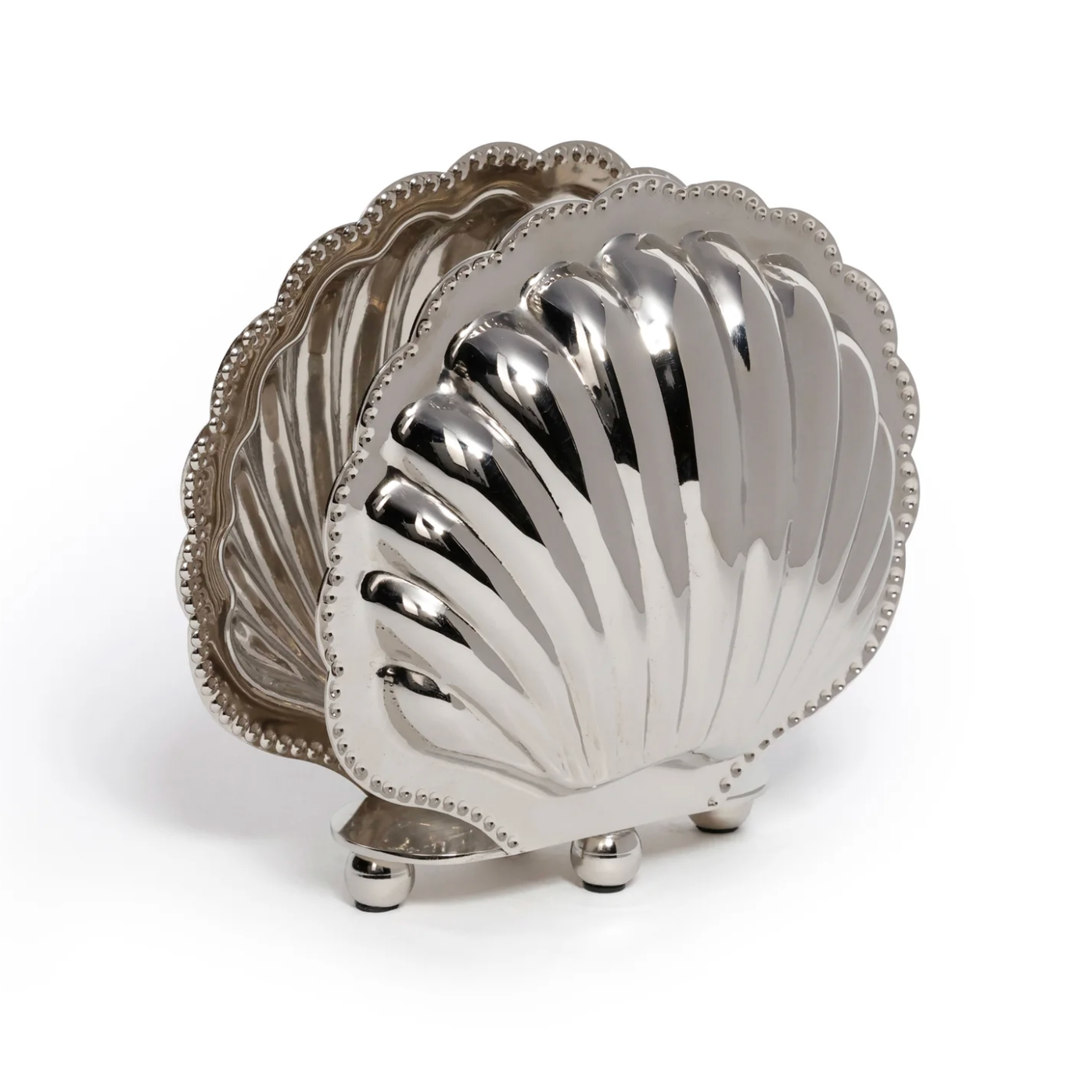 Cap Ferrat Fan Shell Napkin Holder, Polished Nickel