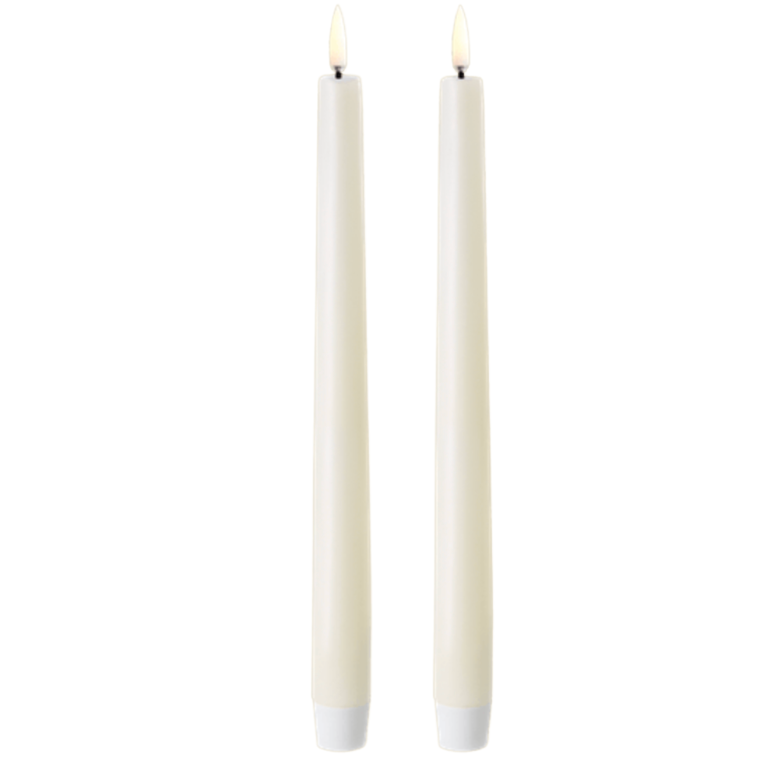 LED taper candle, Ivory, Smooth, 2-pack, 0.9 x 8.1"