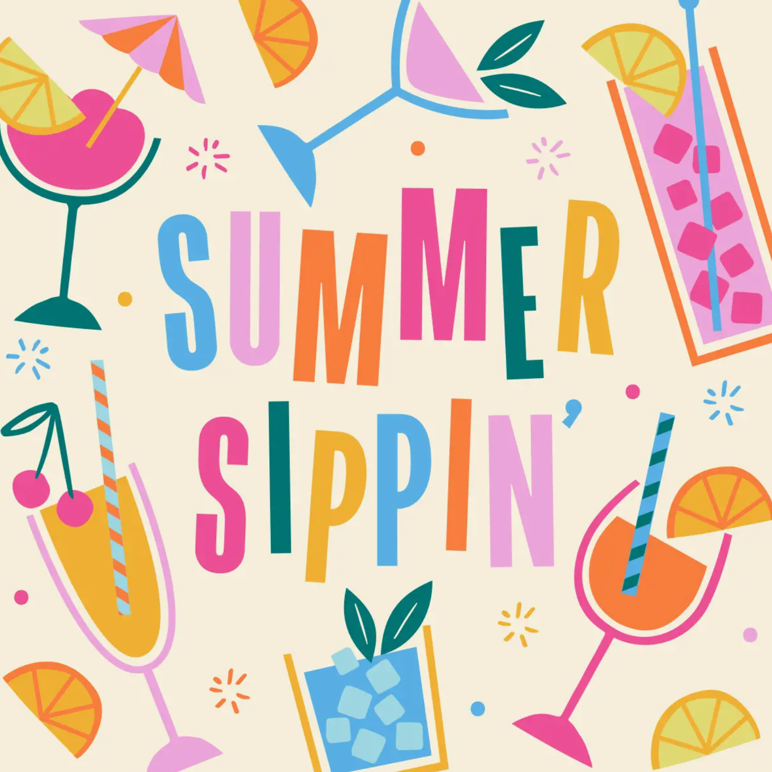 Funny Cocktail Napkins | Summer Sippin