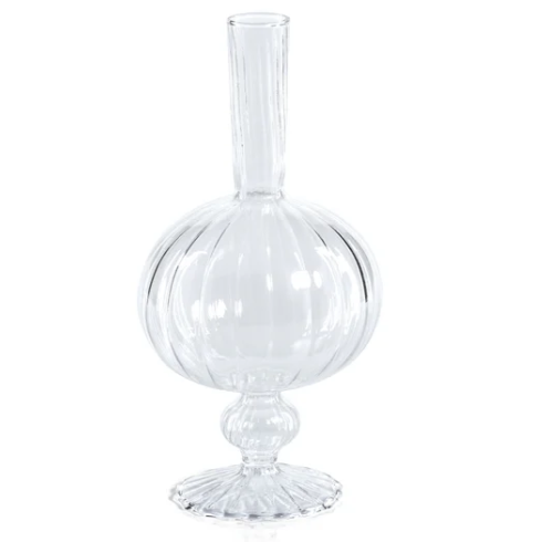 (S)Venetian Spiral Vase - Clear - Onion Shape