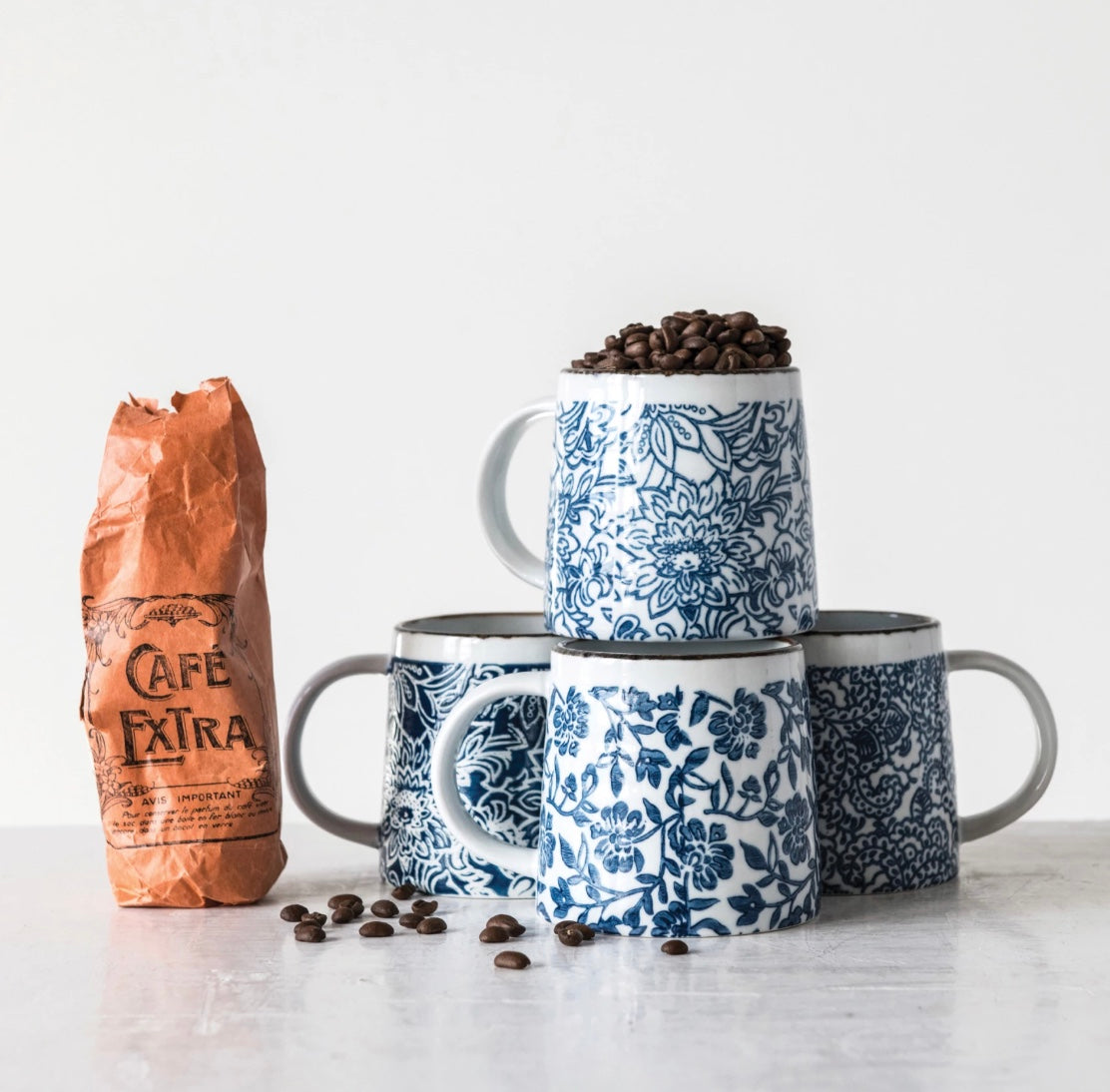 Stoneware Mug - Blue/White 3 styles