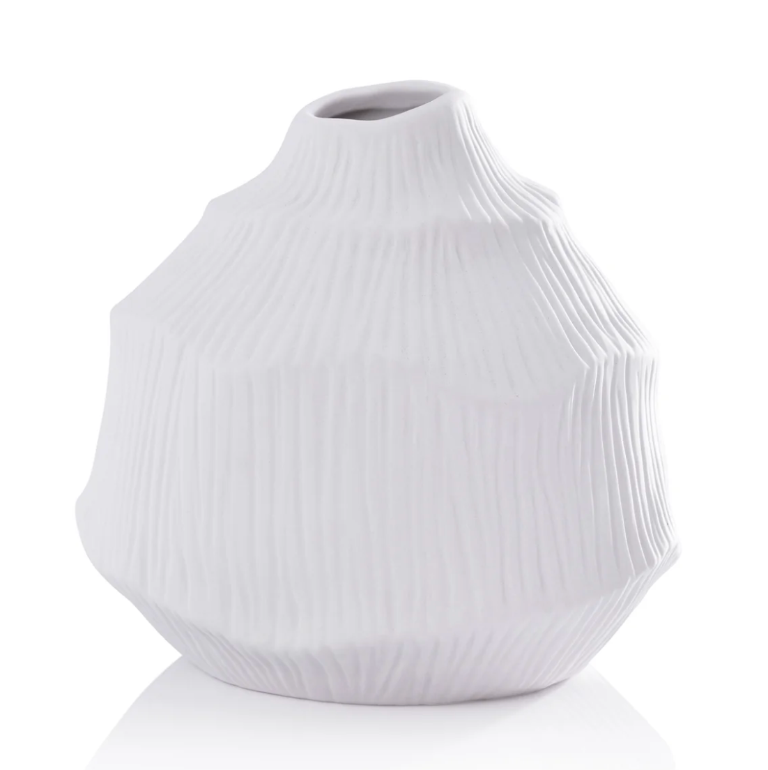 Small Textured Matt White Porcelain  Vase