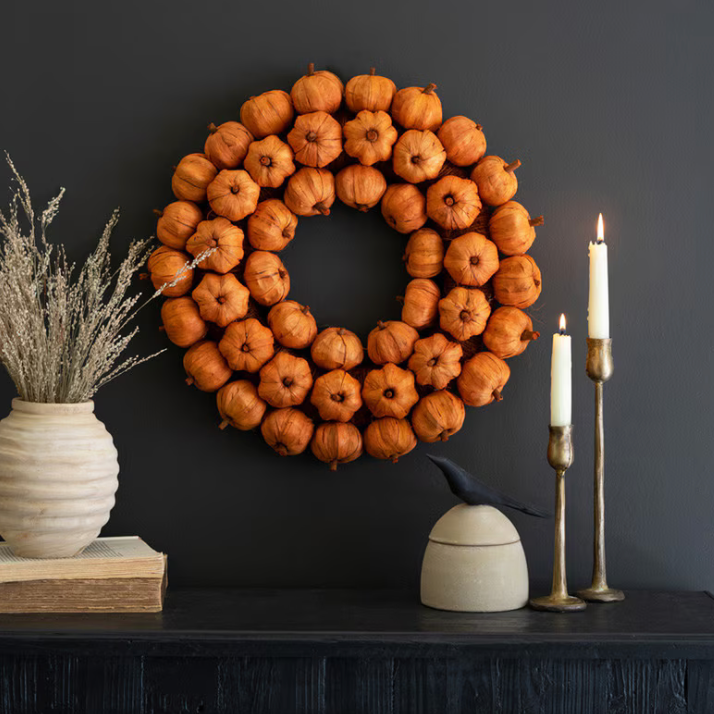 Orange Faux Pumpkin Wreath