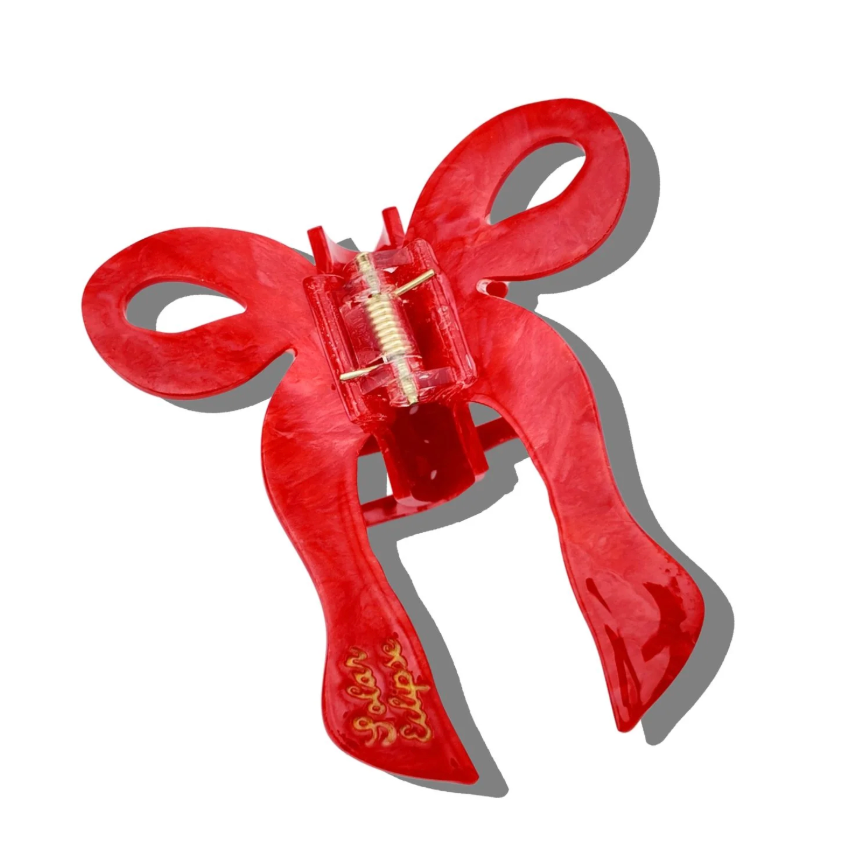 Hand-Painted Coquette Bow Claw Hair Clip