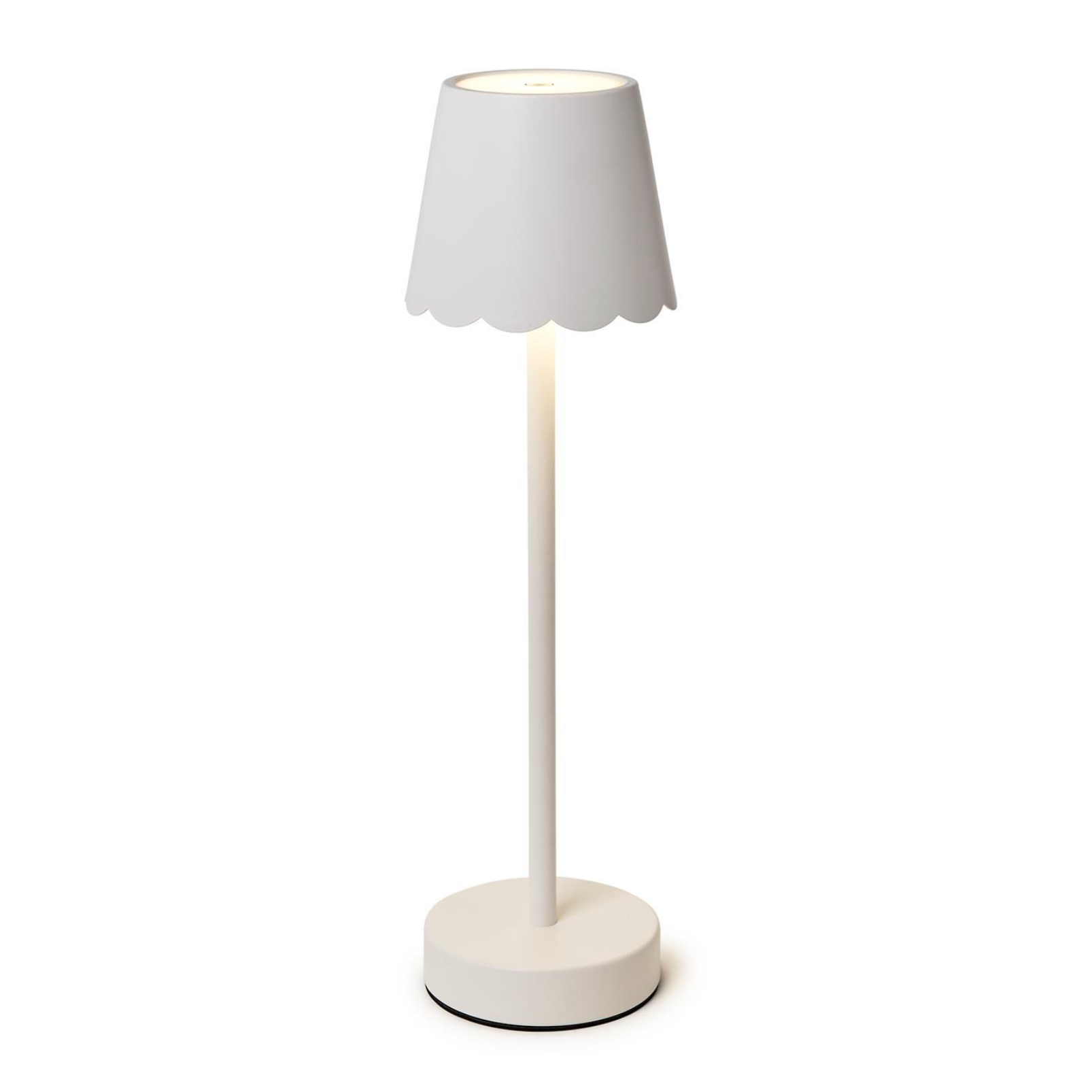 White LED Portable Table Lamp w/Scalloped Shade