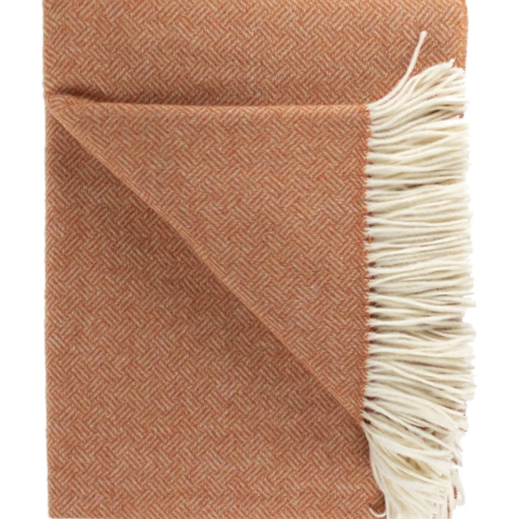Southampton Home Merino Wool Basket Weave Throw in Heirloom Tomato