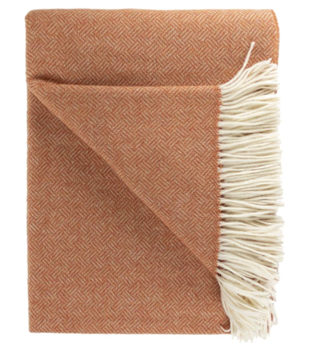 Southampton Home Merino Wool Basket Weave Throw in Heirloom Tomato