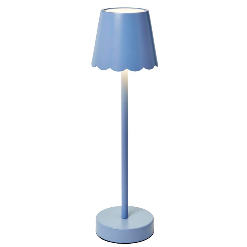 Blue LED Potable Table Lamp w/Scalloped Shade