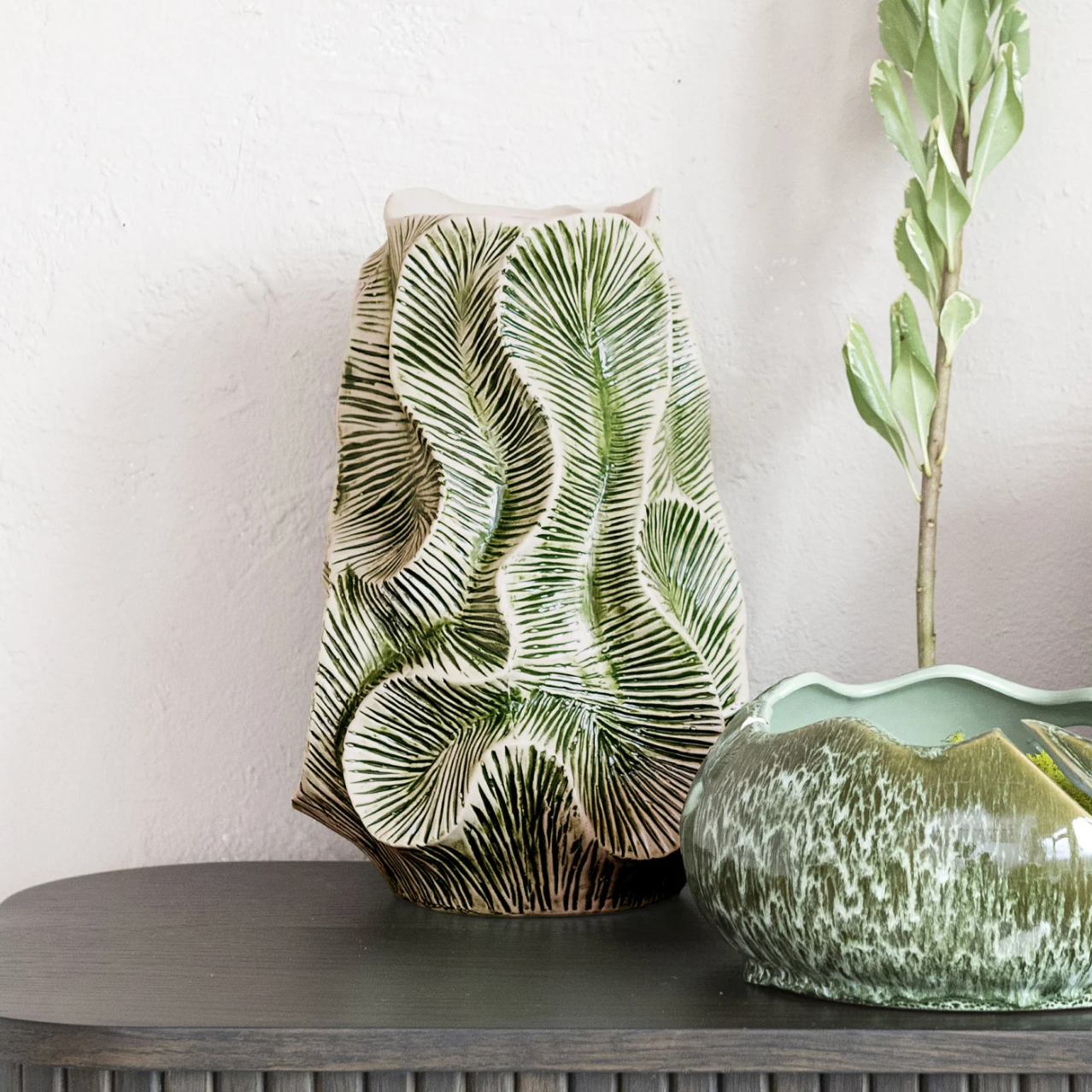 Textured Stoneware Organic Shaped Vase