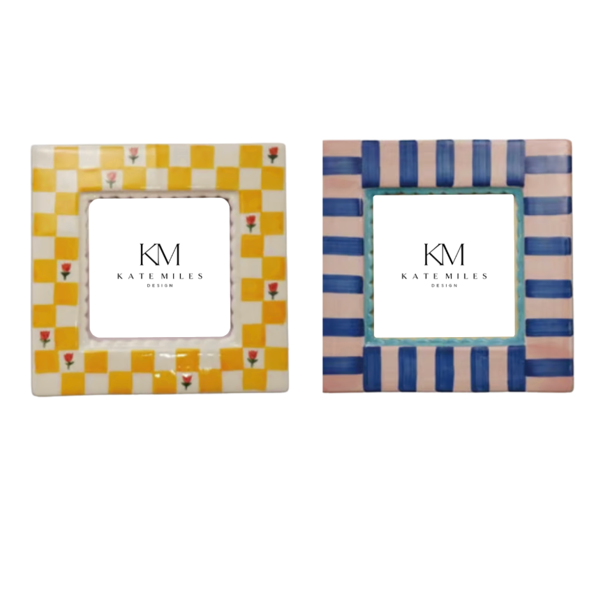 Stoneware Photo Frame w/ Pattern