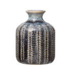 (S) Embossed Stoneware Vases with Glaze