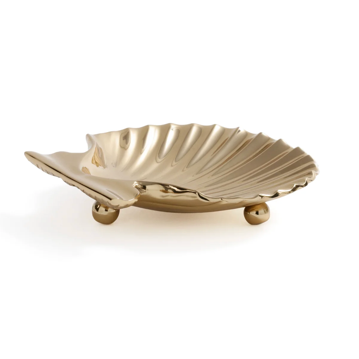 Sanibel Shell Tray- Raw Gold  Aluminum, 4"