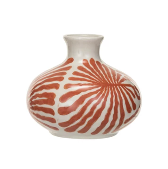 Hand-Painted Stoneware Vases w/ Abstract Designs