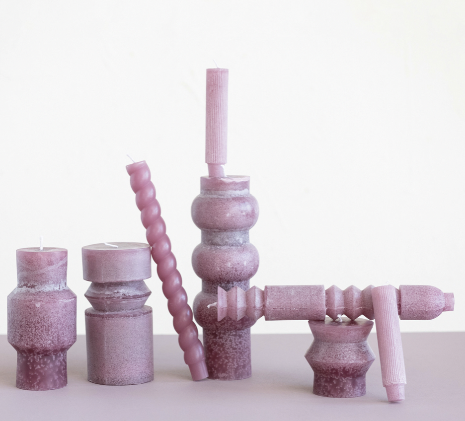 Unscented Totem Taper Candles-Purple