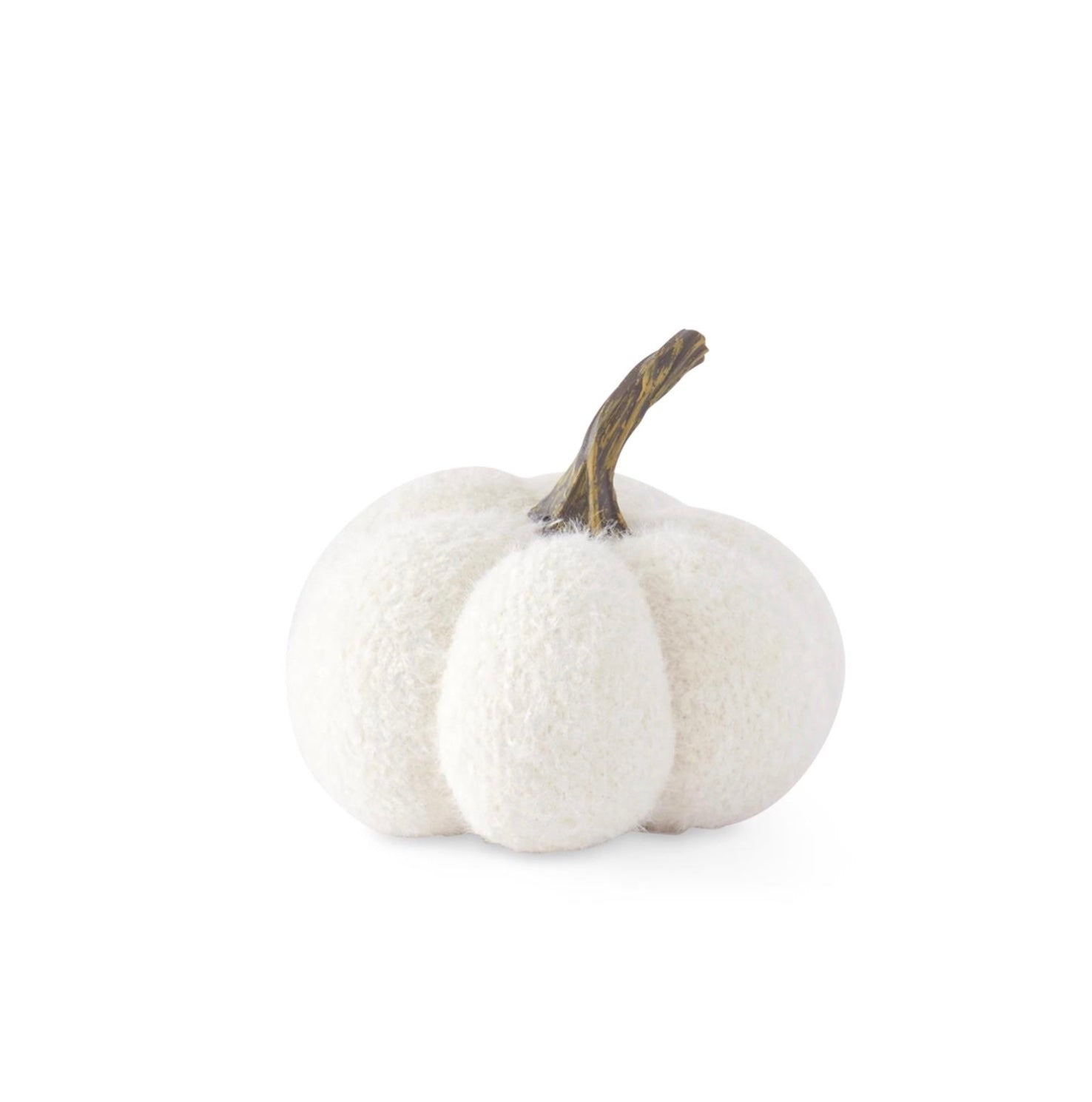 4.5 Inch White Knit Stuffed Pumpkin