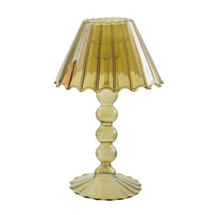 Glass Scalloped Table Light Tealight/Taper Holder, 2 Colors