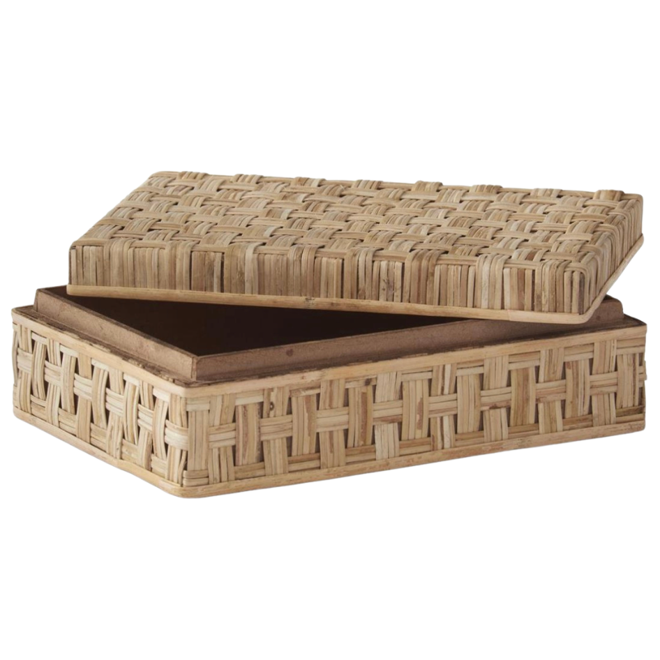 9.5 Inch Basket Weave Cane Box