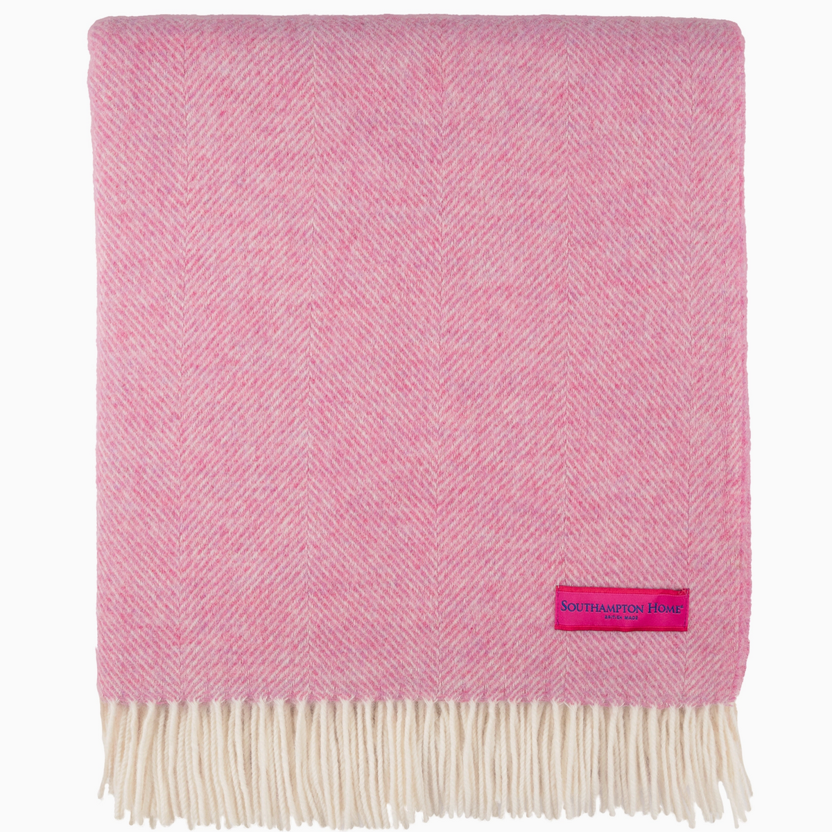 Shetland Lamb wool Herringbone Throw- Light Pink