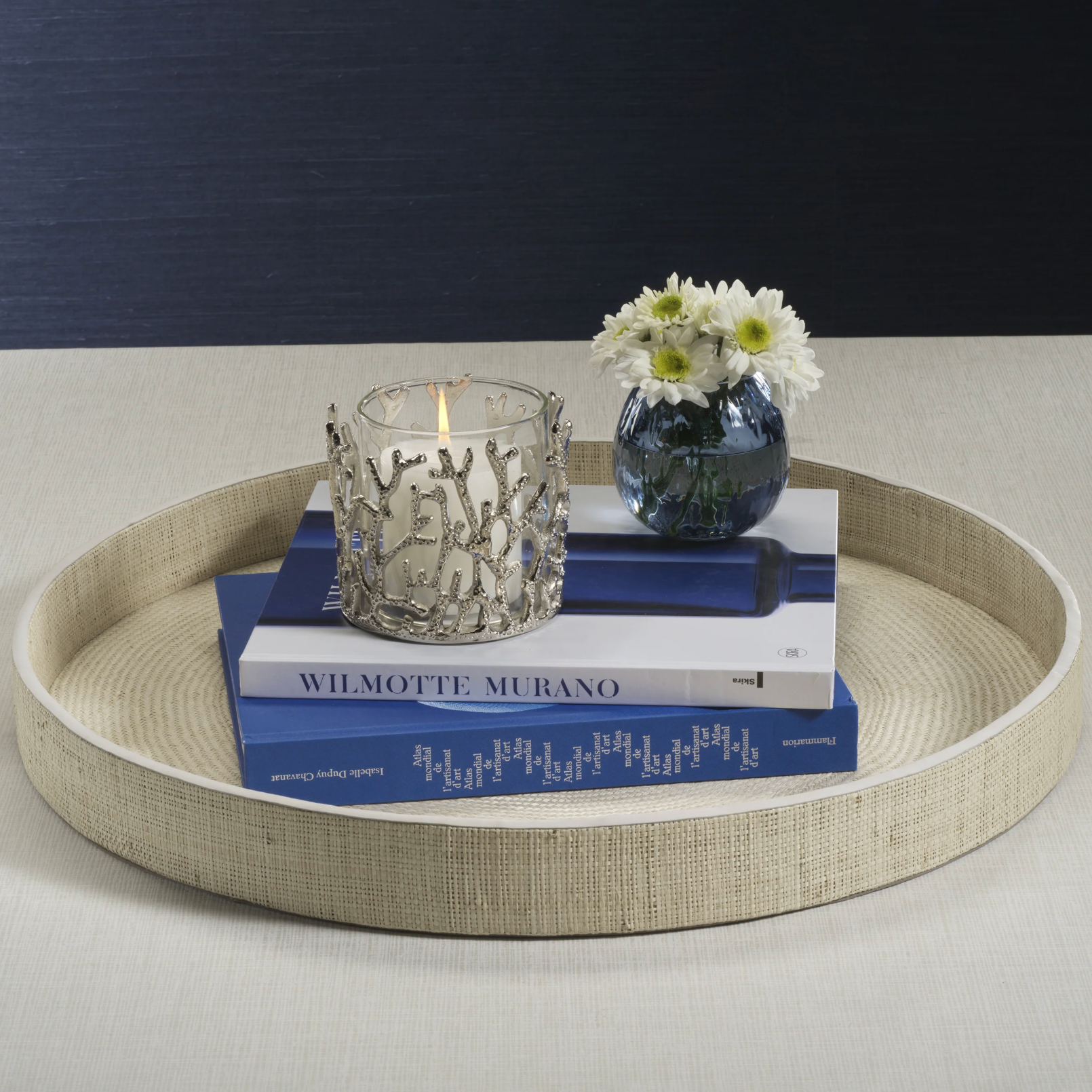 Atelier Natural Fiber Raffia Round Serving Tray