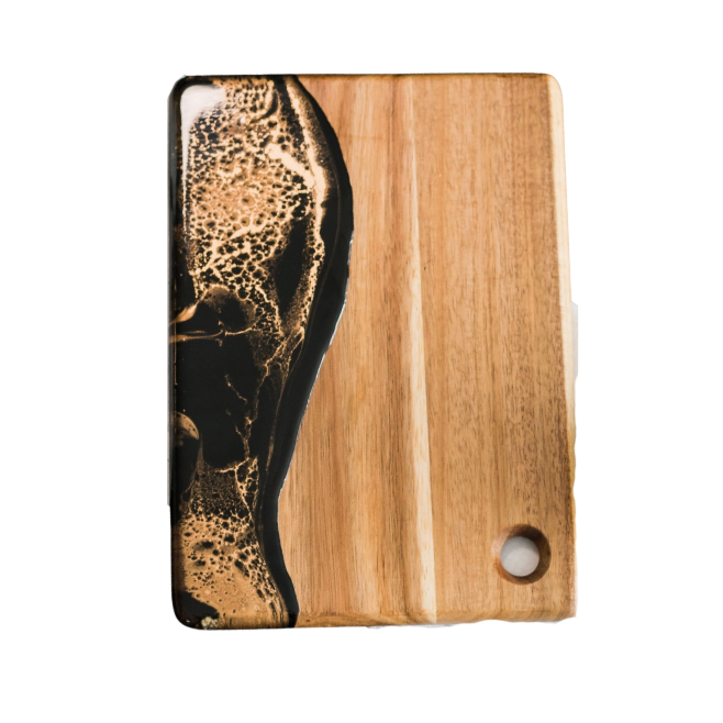 Small Wood Resin Cheese Board / Charcuterie Board | Black Ember