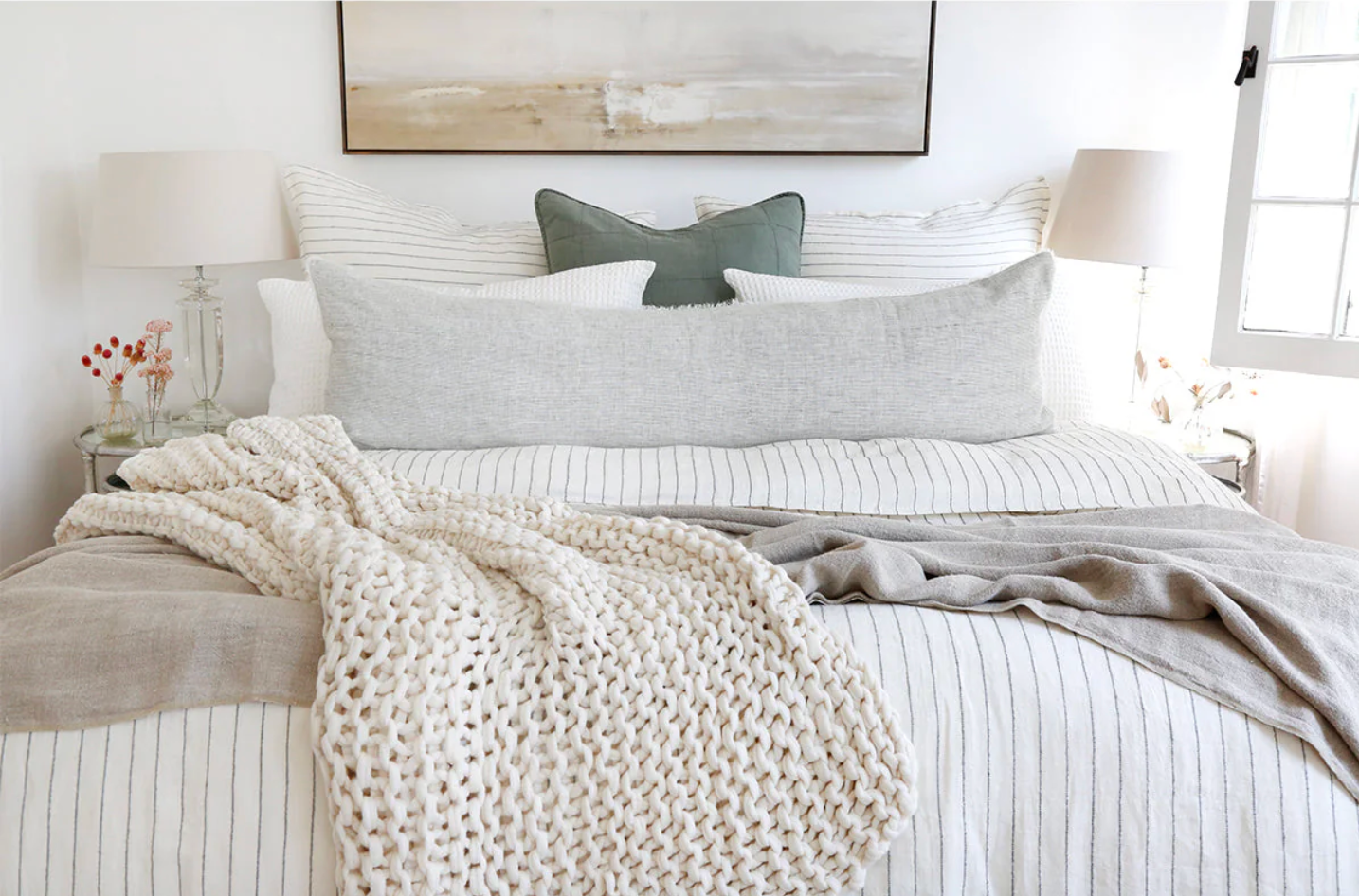 Finn- Hand Knit Throw- Antique White
