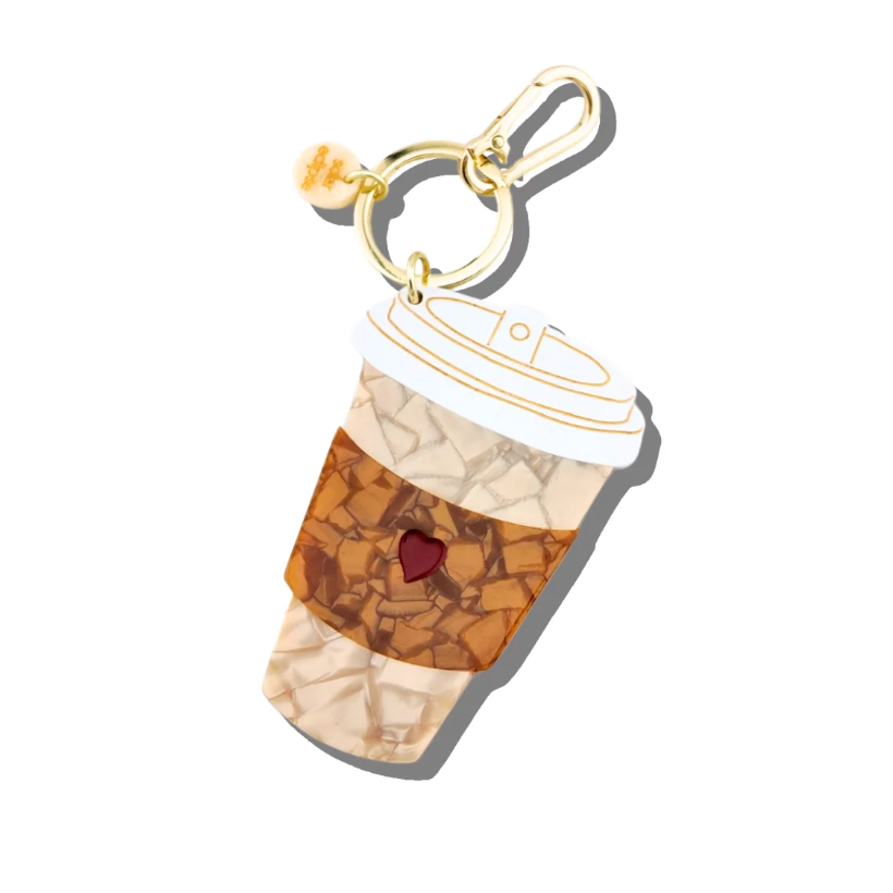 Hand-Painted Coffee Cup Bag Charm + Keychain