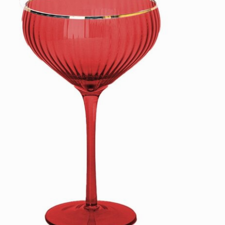 Glass Coupe Ribbed Red