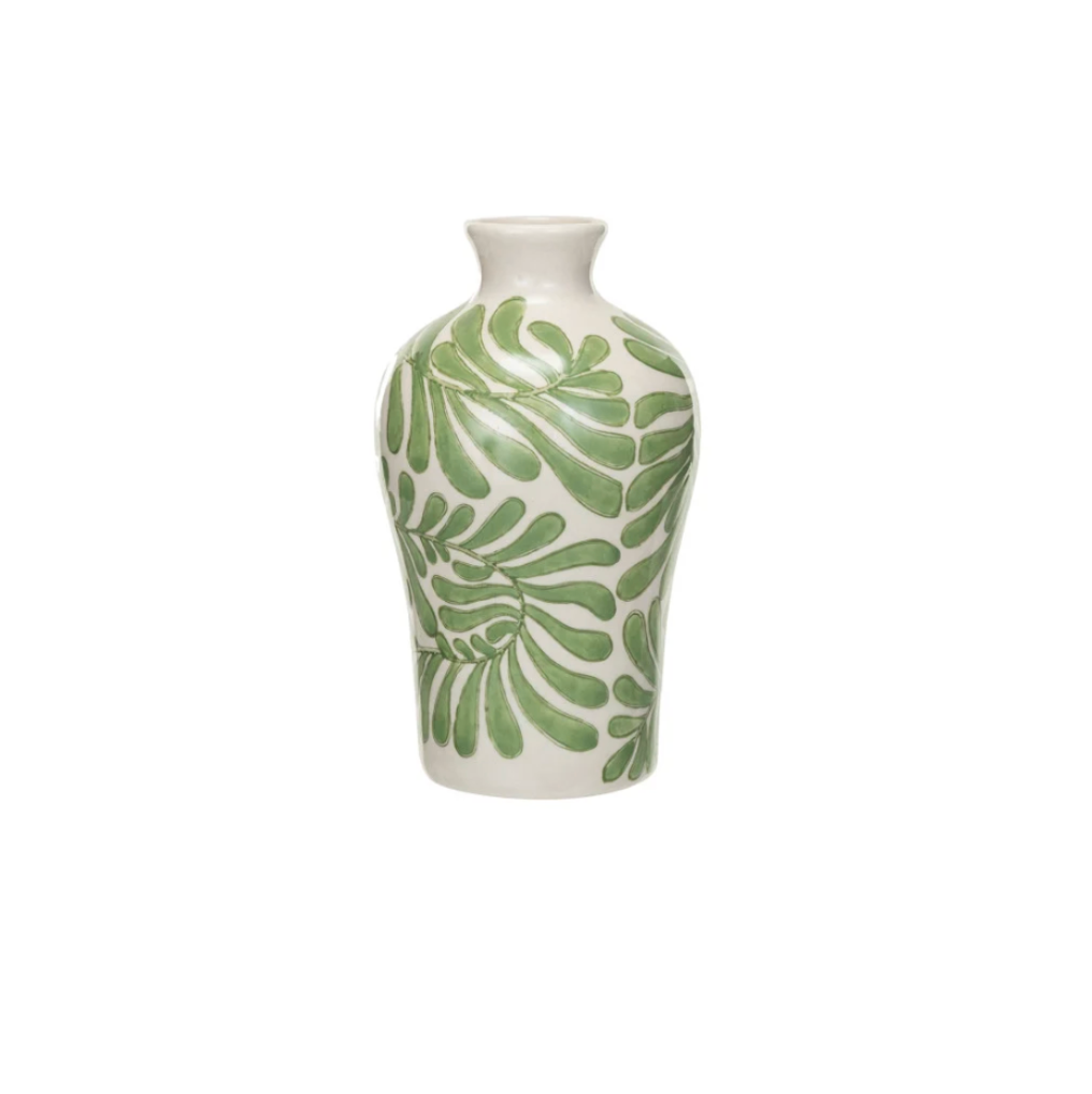 Hand-Painted Stoneware Vases w/ Abstract Designs