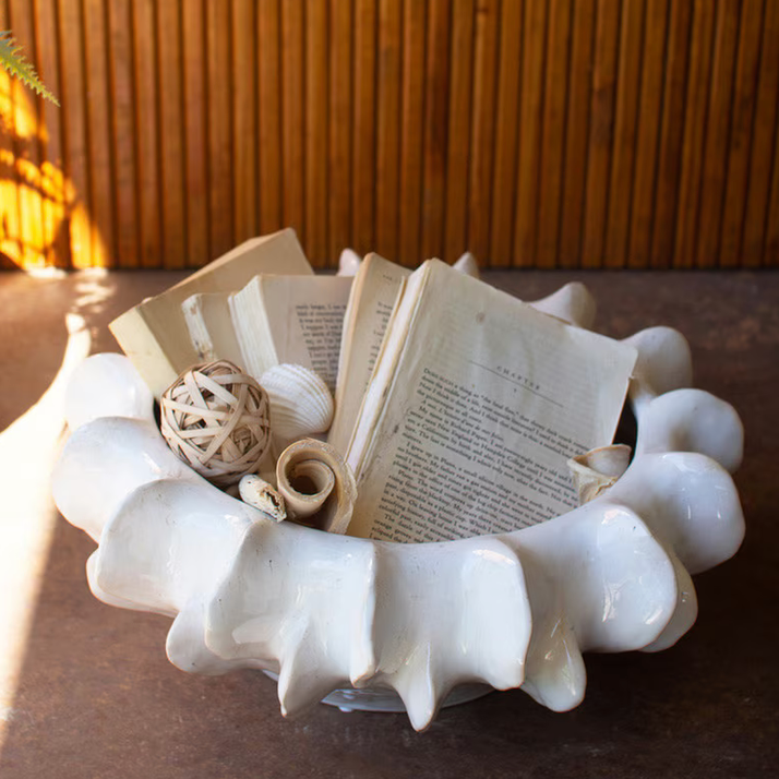 Organic White Ceramic Compote