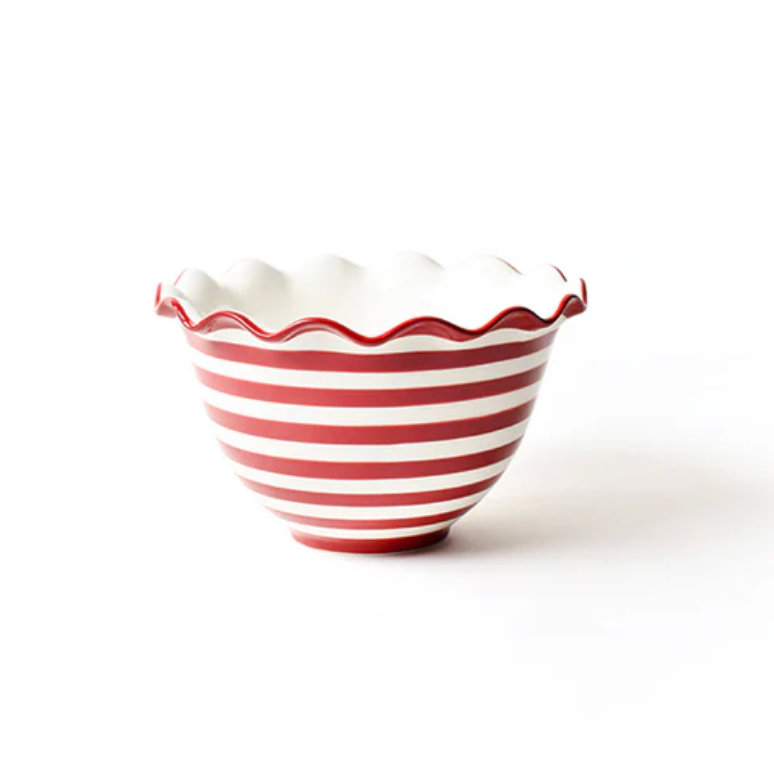 Red Stripe 5 Ruffle Bowl
