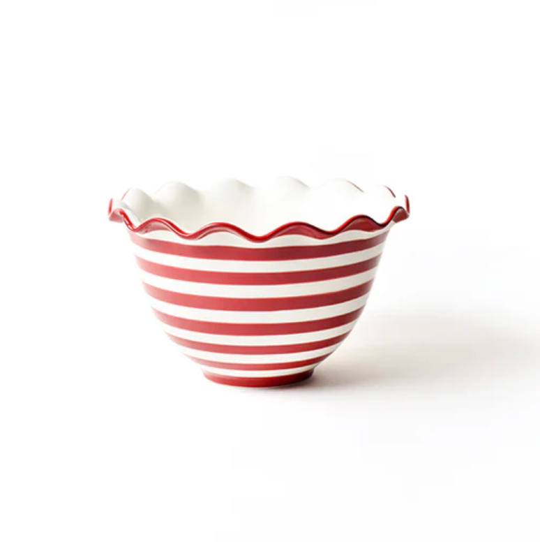 Red Stripe 5 Ruffle Bowl